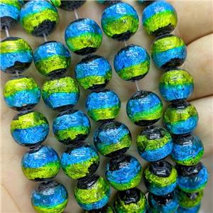 Foil Glass Round Beads Smooth Multicolor, approx 12mm, 33pcs per st