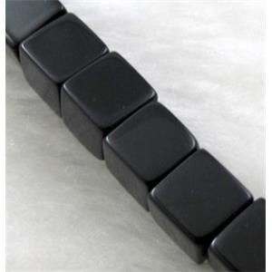 Jet Glass Beads, Cube, 6x6mm, 50pcs per st