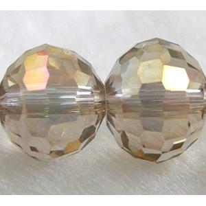 Crystal Glass Beads, 96 faceted round, Champagne AB color, approx 10mm dia, 72pcs per st