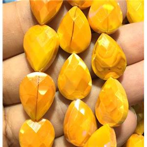 orange chinese crystal glass bead, faceted teardrop, approx 13x18mm, 36pcs per st