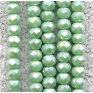 chinese crystal glass beads, faceted rondelle, AB-color electroplated, approx 2.5x3mm, 150 pcs per st