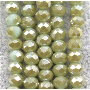 chinese crystal glass beads, faceted rondelle, AB-color electroplated, approx 2.5x3mm, 150 pcs per st