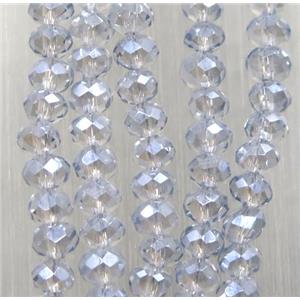 chinese crystal glass beads, faceted rondelle, AB-color electroplated, approx 2.5x3mm, 150 pcs per st