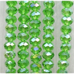 green chinese crystal glass beads, faceted rondelle, approx 2.5x3mm, 150 pcs per st