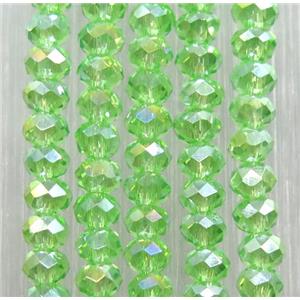 green chinese crystal glass beads, faceted rondelle, approx 2.5x3mm, 150 pcs per st