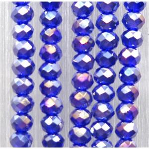 blue chinese crystal glass beads, faceted rondelle, approx 2.5x3mm, 150 pcs per st