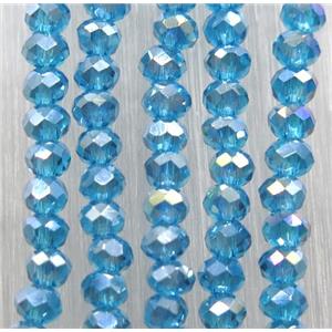 blue chinese crystal glass beads, faceted rondelle, approx 2.5x3mm, 150 pcs per st