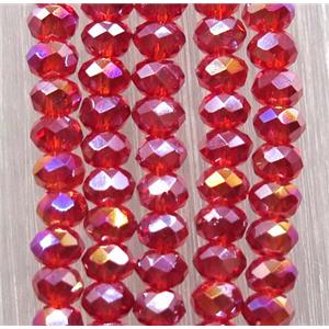 red chinese crystal glass beads, faceted rondelle, approx 2.5x3mm, 150 pcs per st