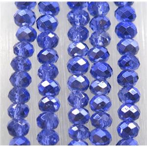 chinese crystal glass bead, faceted rondelle, blue, approx 2.5x3mm, 150 pcs per st