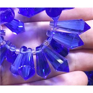 Chinese crystal glass bead, faceted teardrop, approx 8x20mm, 100pcs per st