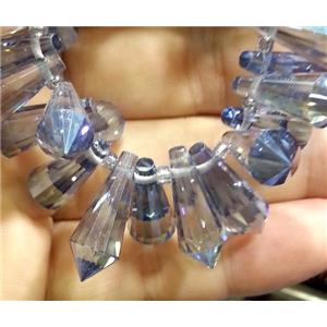 Chinese crystal glass bead, faceted teardrop, approx 8x20mm, 100pcs per st