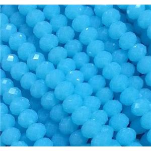 glass crystal bead, faceted wheel, sky-blue, approx 6mm dia, 90pcs per st