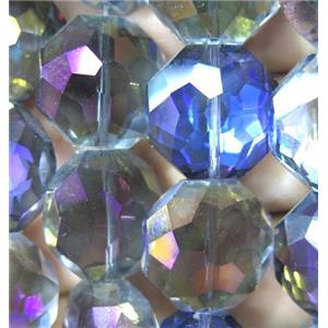 Chinese crystal glass bead, faceted flat round, approx 18mm dia, 18pcs per st