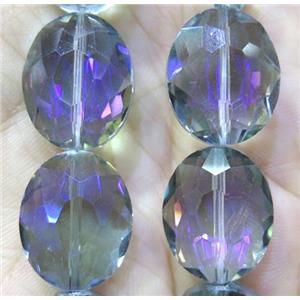 Chinese crystal glass bead, faceted oval, approx 16x20mm, 18pcs per st