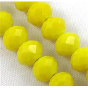 glass crystal bead, faceted wheel, lemon, 10mm dia, 72pcs per st