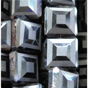 chinese crystal glass bead, faceted square, approx 14x14mm, 22pcs per st