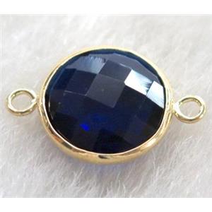 Chinese crystal glass connector Button dark-blue, approx 14mm dia