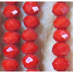 bright red Chinese Crystal Beads, faceted rondelle, approx 6x8mm, 72 pcs per st