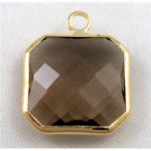 Chinese crystal glass pendant, faceted square, approx 16x16mm