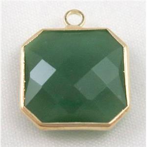 Chinese crystal glass pendant, faceted square, approx 14x14mm