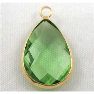 Chinese crystal glass pendant, faceted teardrop, approx 13x18mm