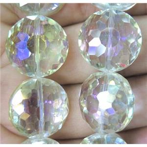 Chinese crystal bead, faceted flat round, approx 18mm dia, 18pcs per st