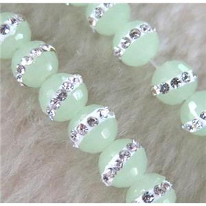 Chinese crystal bead with rhinestone, faceted round, approx 10mm dia, 40pcs per st