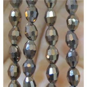 Chinese Crystal Beads, faceted oval, approx 4x6mm, 72pcs per st