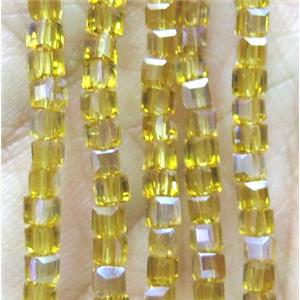 Chinese crystal bead, faceted cube, approx 2x2x2mm, 200pcs per st