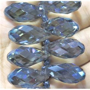 Chinese crystal glass bead, faceted teardrop, approx 10x18mm, 100pcs per st