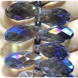 Chinese crystal glass bead, faceted teardrop, approx 10x18mm, 100pcs per st