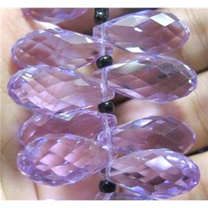 Chinese crystal glass bead, faceted teardrop, approx 10x18mm, 100pcs per st