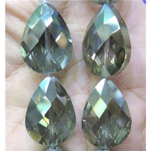 Chinese crystal glass bead, faceted teardrop, approx 18x25mm, 15pcs per st