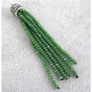 handmade tassel pendant with chinese crystal glass bead, approx 90mm length