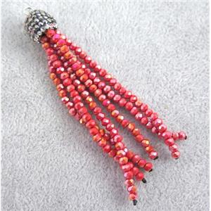 handmade tassel pendant with chinese crystal glass bead, approx 90mm length