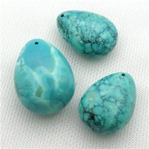 Sinkiang Turquoise teardrop pendant, approx 22-30mm