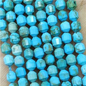 Natural Howlite Turquoise Beads Prism Blue Dye, approx 4mm