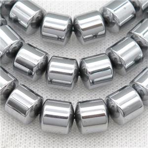 Hematite tube beads, platinum plated, approx 8mm