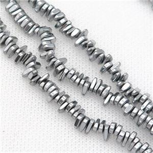 Hematite beads, platinum plated, approx 6x3mm, 5x2mm