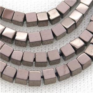 Chocolate Hematite Cube Beads, approx 2mm