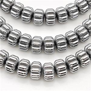 Hematite Pumpkin Beads Platinum Plated, approx 6x8mm