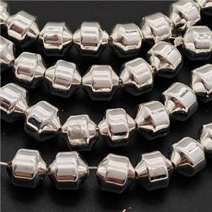 Hematite Bullet Beads Bicone Shiny Silver, approx 8mm