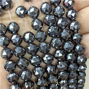 Black Hematite Beads Cut Round, approx 10mm dia