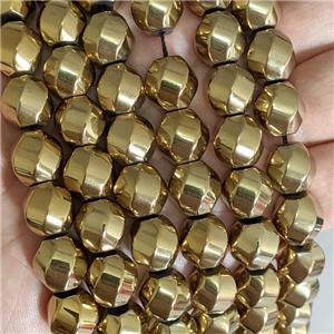 Hematite Twist Beads Gold Plated, approx 10mm