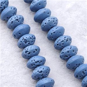 Blue Lava Rondelle Beads Smooth, approx 8mm