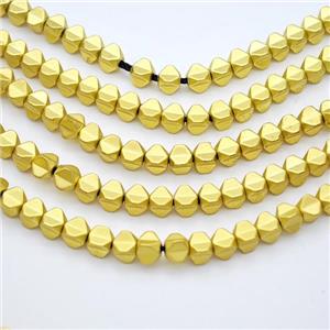 Hematite Carambola Beads Matte Gold, approx 4mm