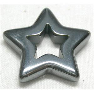 Hematite Pentacle Pendant, no-hole, 21mm dia