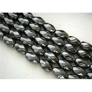 Magnetic Hematite beads, 6 facets twist, A grade, 8x12mm,33pcs per st