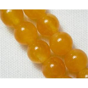 Jade beads, Round, dark golden, 6mm dia, 65pcs per st