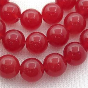 red Spong Jade Beads, round, approx 6mm dia